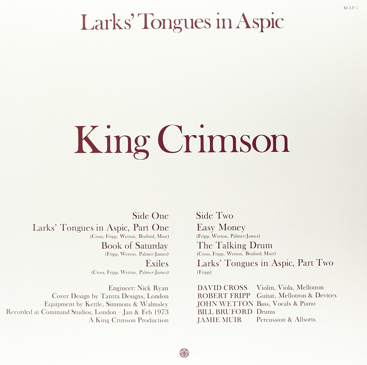 King Crimson - Larks Tongues in Aspic - YouTube