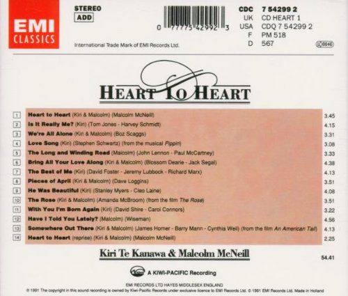 Kiri Te Kanawa, Malcolm McNeill: Kiri Te Kanawa - Heart To Heart - CD Foto #2