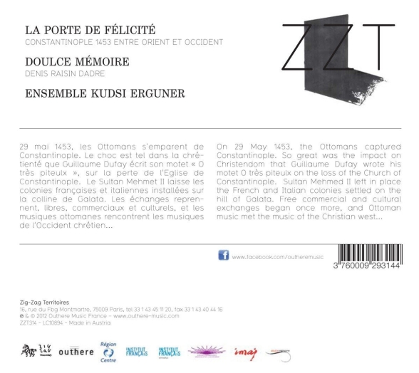 Doulce Memoire, Ensemble Kudsi Ergüner: La Porte de Felicite - CD Foto #2
