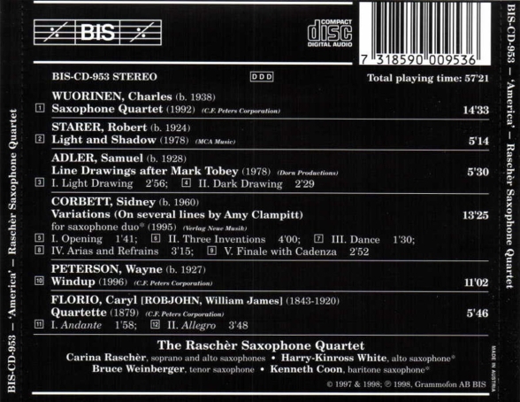 Rascher Saxophone Quartet: America - Music for Saxophone Quartet - CD Foto #2