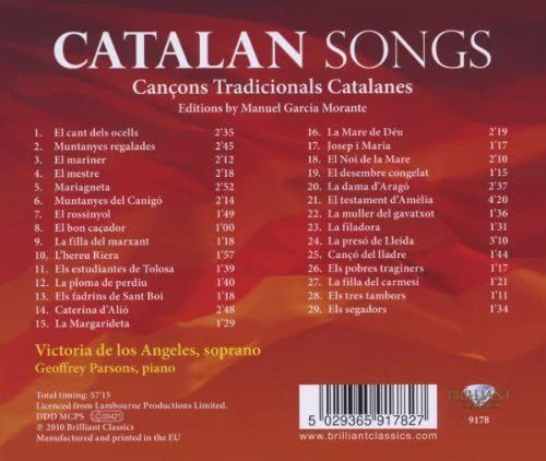 Victoria de los Angeles, Geoffrey Parsons: Victoria de los Angeles - Catalan Songs - CD Foto #2