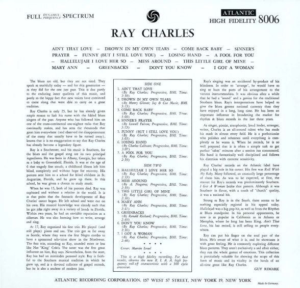 Ray Charles (Limited Edition - Crystal Clear Vinyl) - Plak Foto #2