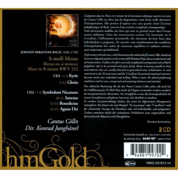 Konrad Junghänel, Cantus Cölln: J.S. Bach: Messe In B Minor - CD Foto #2