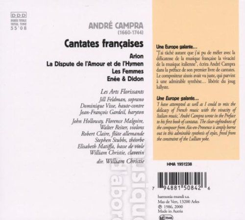 Les Arts Florissants, William Christie: Campra: French Cantatas - CD Foto #2