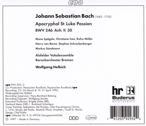 J.S. Bach: St. Luke Passion - CD Foto #2