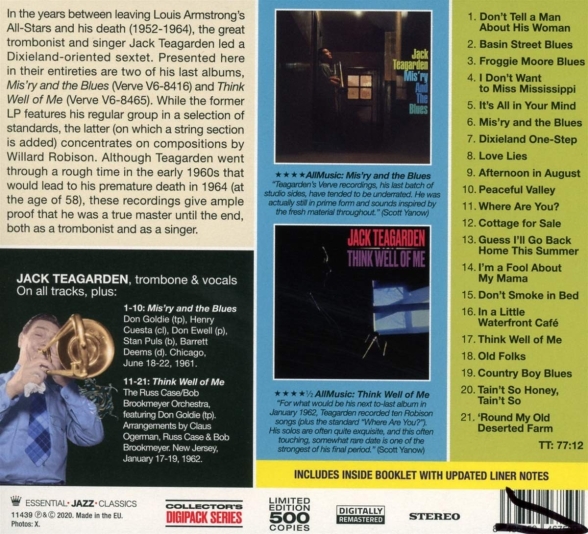 Jack Teagarden: Mis'ry and the Blues (+ Think Well of Me) - CD Foto #2