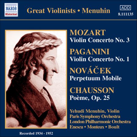 Yehudi Menuhin: Mozart: Violin Concerto No. 3 / Paganini: Violin Concerto No. 1 (Menuhin) (1934-1952) - CD