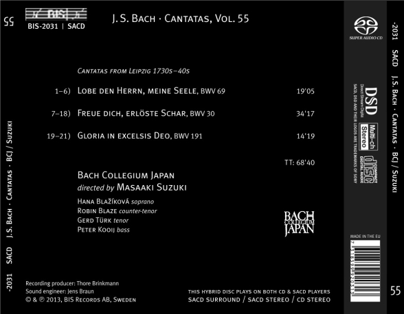 Bach Collegium Japan, Masaaki Suzuki: J.S. Bach: Cantatas, Vol. 55 - SACD Foto #2