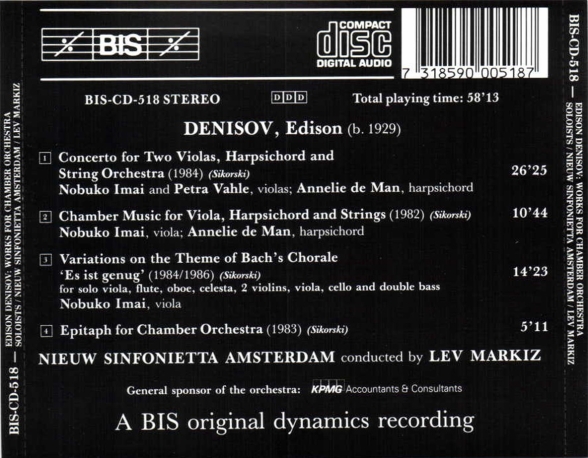 Nobuko Imai, Petra Vahles, Annelie de Man, Nieuw Sinfonietta Amsterdam, Lev Markiz: Denisov: Concertos - CD Foto #2