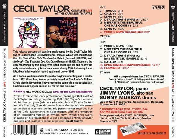 Cecil Taylor: Complete Live At The Cafe Montmartre - CD Foto #2