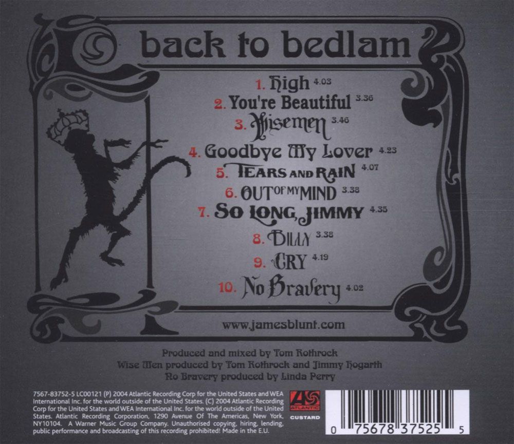 james blunt back to bedlam cd cover