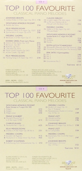Çeşitli Sanatçılar: Top 100 Favourite Classical Piano Melodies - CD Foto #4