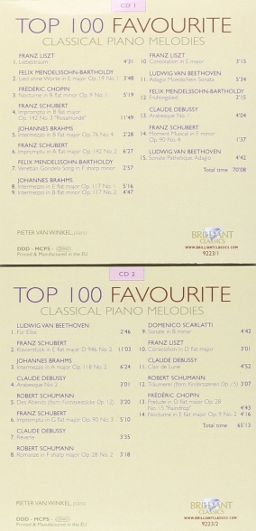 Çeşitli Sanatçılar: Top 100 Favourite Classical Piano Melodies - CD Foto #3