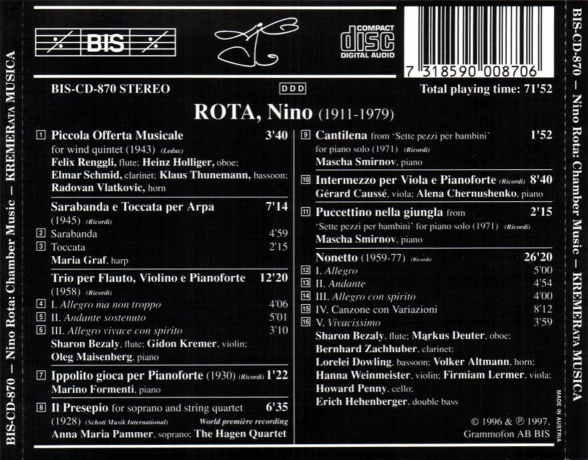 Gidon Kremer: Rota - Chamber Music - CD Foto #2