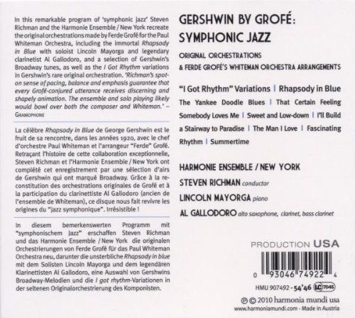 Lincoln Mayorga, Harmonie Ensemble New York: Gershwin: "Gershwin by Grofé" - CD Foto #2