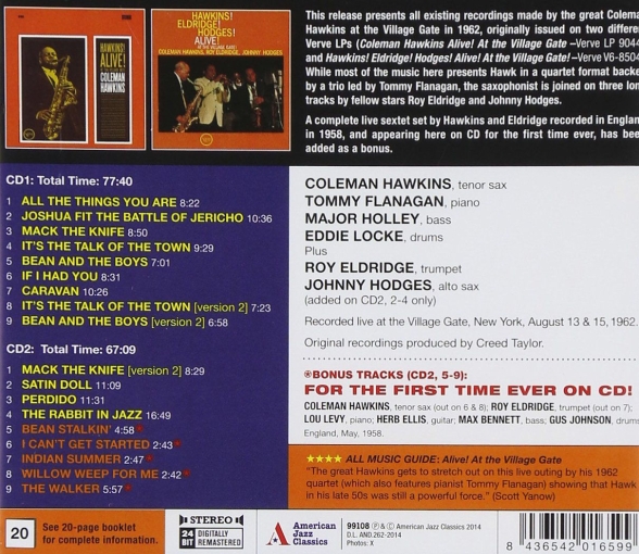 Coleman Hawkins: Alive! at the Village Gate 1962 - CD Foto #2