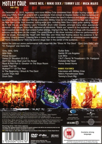 Mötley Crüe: The End - Live In Los Angeles 2015 - DVD Foto #2