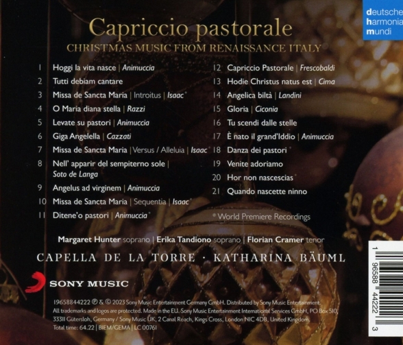 Katharina Bauml, Capella De La Torre: Capella de la Torre - Capriccio pastorale - CD Foto #2