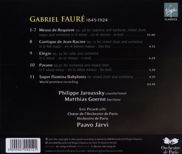 Philippe Jaroussky, Matthias Goerne, Eric Picard, Choeur de l'Orchestre de Paris, Orchestre de Paris, Paavo Järvi: Fauré: Requiem - CD Foto #2