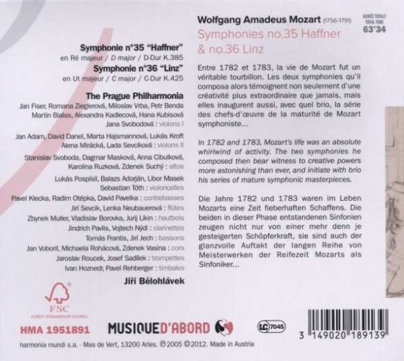 The Prague Philharmonia, Jiří Bĕlohlávek: Mozart: Symphonies no.35 "Haffner" & n°36 "Linz" - CD Foto #2