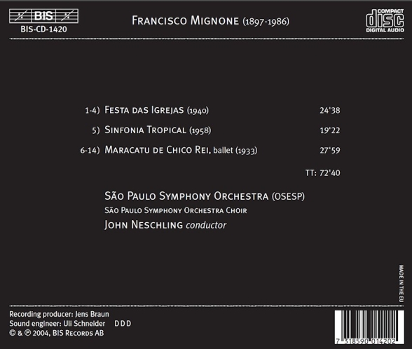 John Neschling, Sao Paulo Symphony Orchestra: Mignone - Maracatu de Chico Rei - CD Foto #2