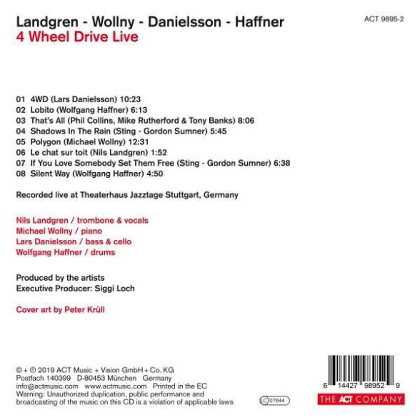 Nils Landgren, Michael Wollny, Lars Danielsson, Wolfgang Haffner: 4 Wheel Drive - Live - CD Foto #2