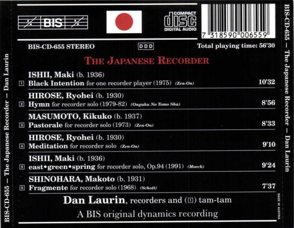 Dan Laurin: The Japanese Recorder -  World Premiere Recording - CD Foto #2