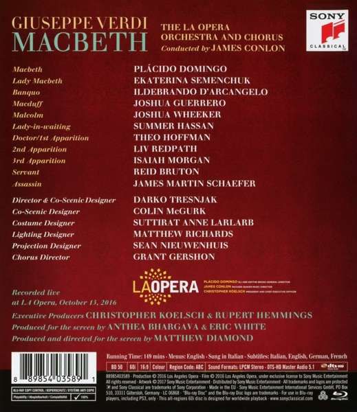 Plácido Domingo, Ekaterina Semenchuk, Los Angeles Opera Orchestra, James Conlon: Verdi: Macbeth - BluRay Foto #2