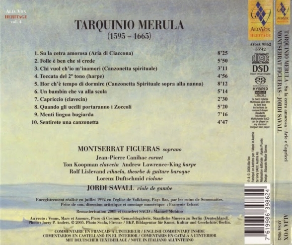 Montserrat Figueras, Jordi Savall: Tarquinio Merula: Su la cetra amorosa - Arie e capricci - SACD Foto #2