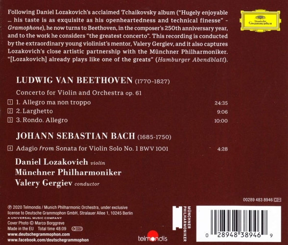 Daniel Lozakovich, Valery Gergiev, Münchner Philharmoniker: Beethoven: Violin Concerto in D Major, Op. 61 - CD Foto #2
