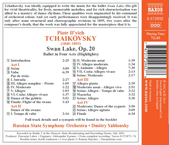 Dmitry Yablonsky, Russian State Symphony Orchestra: Tchaikovsky: Swan Lake - CD Foto #2