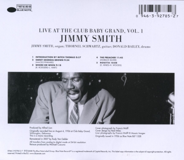 Jimmy Smith: Live at the Baby Grand Vol. 1 - CD Foto #2