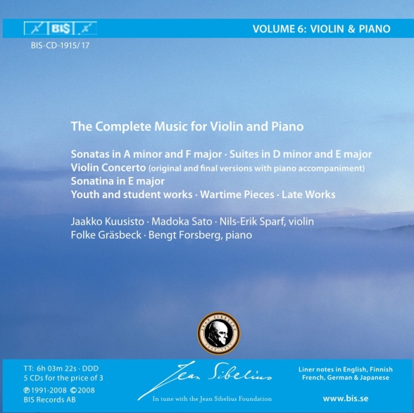 Jaakko Kuusisto, Folke Gräsbeck, Nils-Erik Sparf, Bengt Forsberg, Madoka Sato: Sibelius Edition, Vol. 6 - Violin and Piano - CD Foto #2