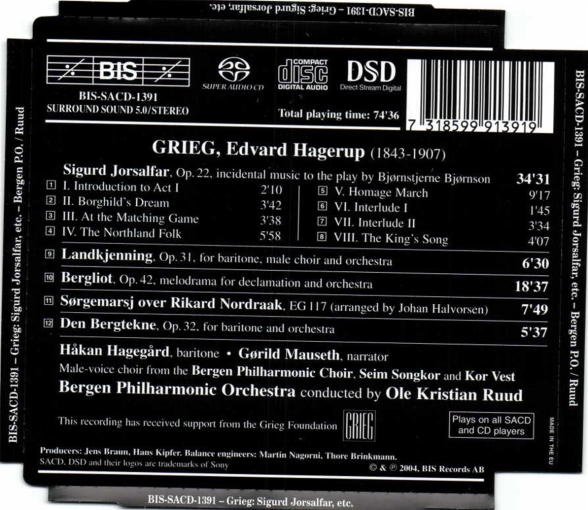 Ole Kristian Ruud, Bergen Philharmonic Orchestra: Grieg - Sigurd Jorsalfar - SACD Foto #2
