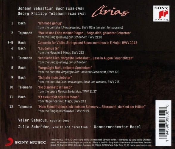 Valer Sabadus: Arias (Bach & Telemann) - CD Foto #2