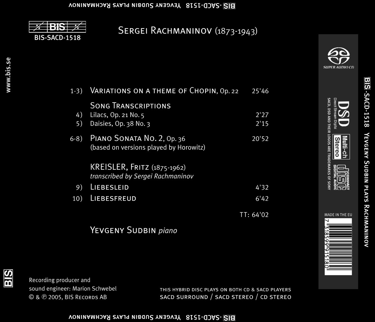 Yevgeny Sudbin Plays Medtner & Rachmaninov | CD Classico | Preludi E Sonate Per Pianoforte