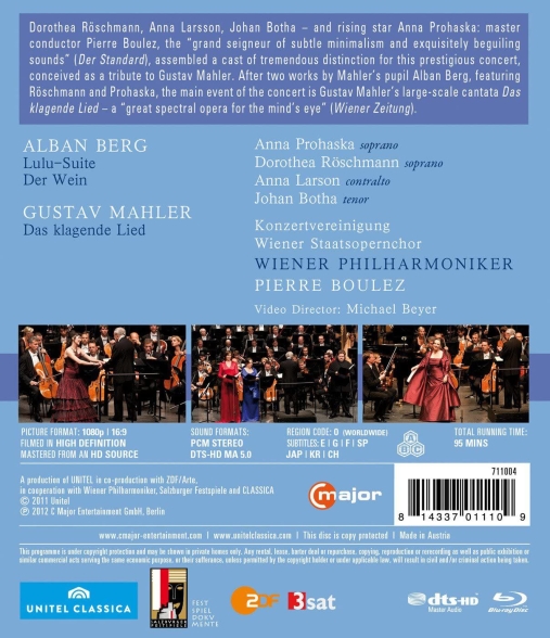 Anna Prohaska, Dorothea Röschmann, Anna Larsson, Johan Botha, Wiener Philharmoniker, Pierre Boulez: Salzburg Festival Opening Concert 2011 - BluRay Foto #2
