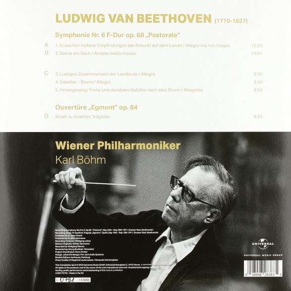 Karl Böhm, Wiener Philharmoniker: Beethoven: Symphony 6 ''Pastorale'' , Ouvertüre 'Egmont' Op.84 - Plak Foto #2