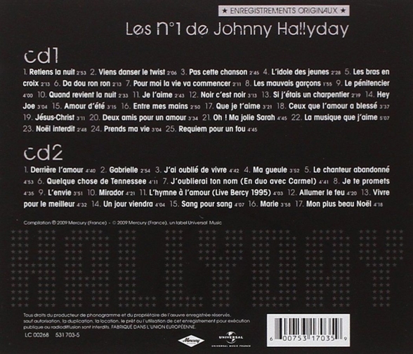 Johnny Hallyday: Les Numéros 1 De Johnny Hallyday - CD Foto #2