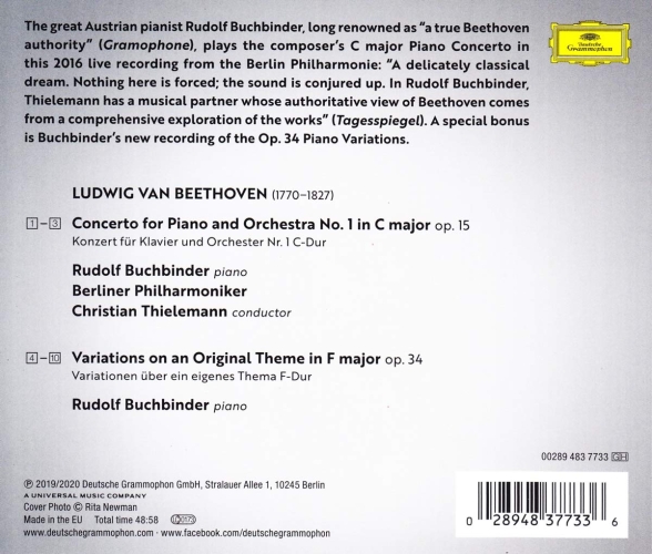 Rudolf Buchbinder, Berliner Philharmoniker, Christian Thielemann: Beethoven: Piano Concerto No. 1; Piano Variations Op. 34 - CD Foto #2