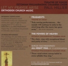 Theatre of Voices, Estonian Philharmonic Chamber Choir, Paul Hillier: Let My Prayer Arise - CD Foto #2