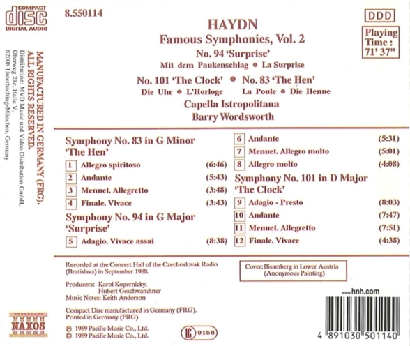 Capella Istropolitana: Haydn: Symphony Nos.94, 101, 83 - CD Foto #2