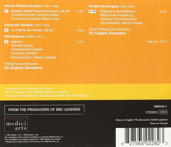 Philharmonia Orchestra, Royal Philharmonic Orchestra, Eugene Goossens: Goossens (Balakirev, Mussorgsky, Rimsky-Korsakov, Scriabin) - CD Foto #2