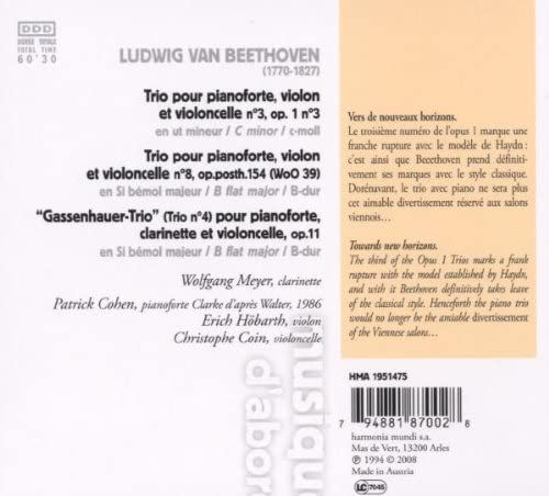 Wolfgang Meyer, Patrick Cohen, Erich Höbarth, Christophe Coin: Beethoven: Piano Trio, Gassenhauer Trio - CD Foto #2