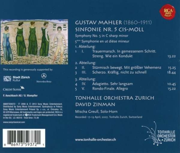 David Zinman, Tonhalle Orchester Zurich: Mahler: Symphony No 5 - CD Foto #2