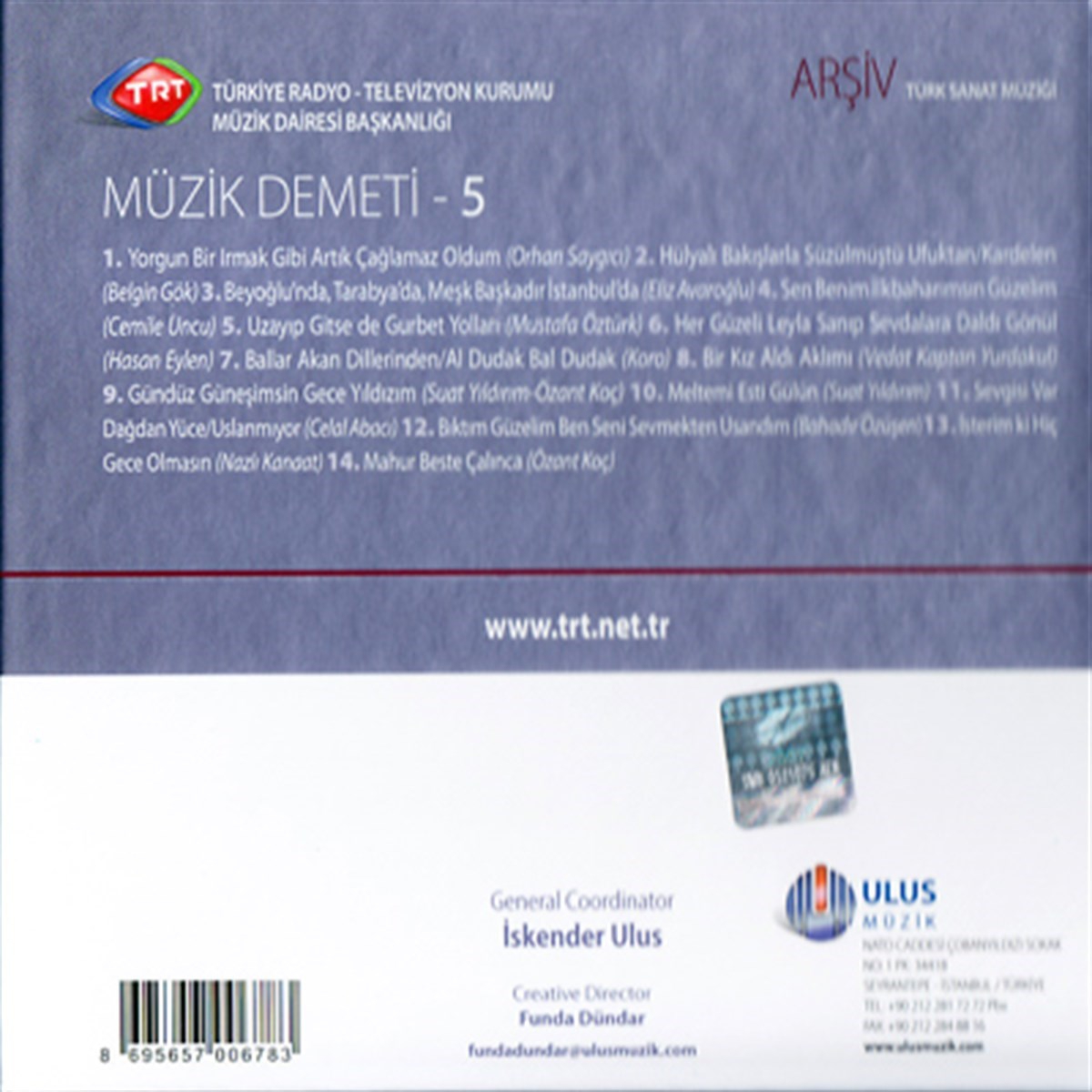 Çeşitli Sanatçılar Trt Arşiv Serisi 123 Müzik Demeti 5 Cd Opus3a 