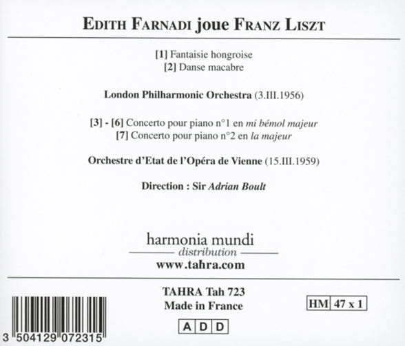 Edith Farnadi: Liszt: Piano Concerto No.1-2 - CD Foto #2