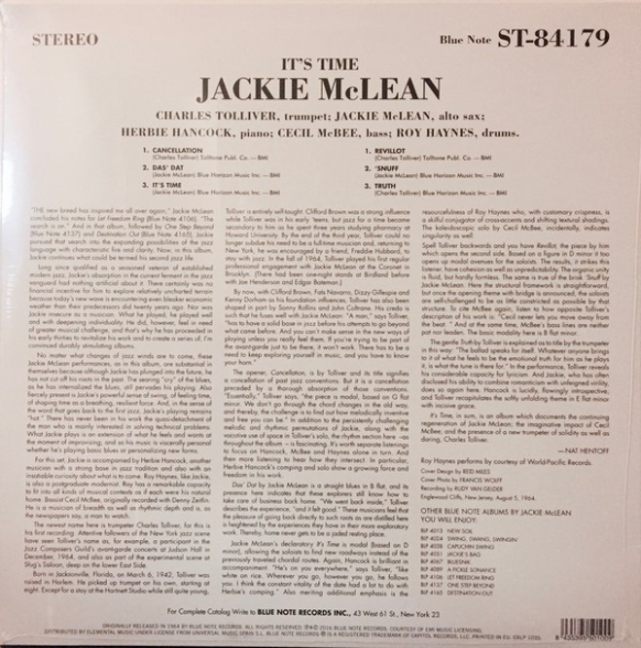 Jackie McLean: It's Time - Plak Foto #2