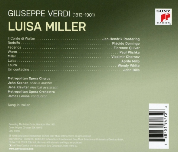 Aprile Millo, Plácido Domingo, James Levine, The Metropolitan Opera Orchestra and Chorus: Verdi: Luisa Miller - CD Foto #2