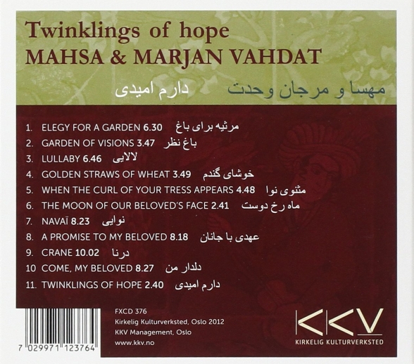 Mahsa Vahdat, Marjan Vahdat: Twinklings of hope - CD Foto #2